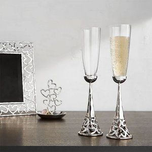 Details about  Michael Aram Set of 2 Heart Toasting Flutes